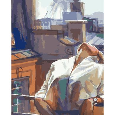 Картина по номерам Strateg ПРЕМИУМ Девушка на балконе размером 40х50 см (GS674)