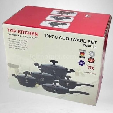 Набор посуды с крышками с антипригарным покрытием 10 предметов Тор Kitchen ТК00100 Красный