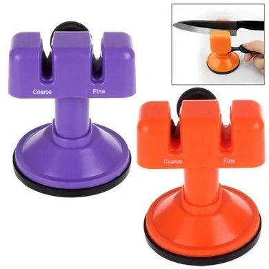 Стругачка подвійна для ножів на присосці tungsten steel knife sharpener Помаранчева