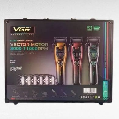 Машинка для стрижки зі змінними накладками VGR V-668 Чорна з червоним