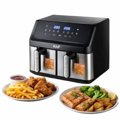 Аерогриль з двома лотками та сенсорним екраном 4,5л+4,5л 2000Вт Air Fryer RAF R.5382 Чорний