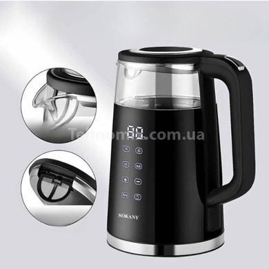 Електрочайник металевий дисковий 2200Вт Sokany SK-09050 Чорний