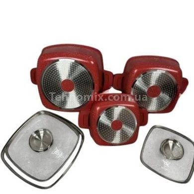 Набор квадратных кастрюль с крышками 6 предметов Top Kitchen TК00025 Красный