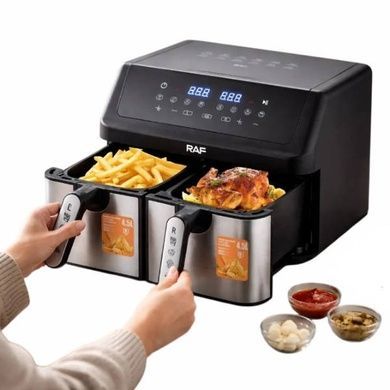 Аерогриль з двома лотками та сенсорним екраном 4,5л+4,5л 2000Вт Air Fryer RAF R.5382 Чорний