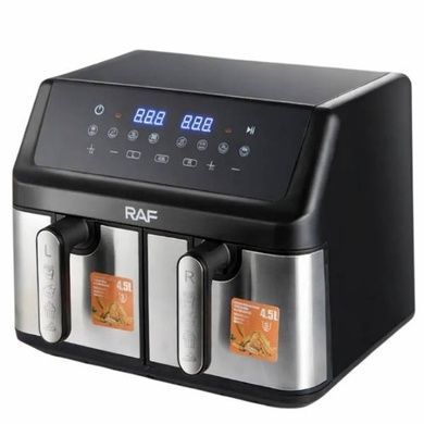 Аерогриль з двома лотками та сенсорним екраном 4,5л+4,5л 2000Вт Air Fryer RAF R.5382 Чорний