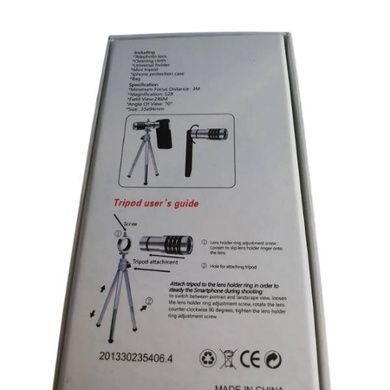 Монокуляр 2в1 телеоб'єктив для смартфона Mobile Telephoto Lens Чорний із сірим