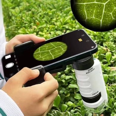 Микроскоп детский 60-120X с подсветкой и креплением для телефона SD 223 Белый
