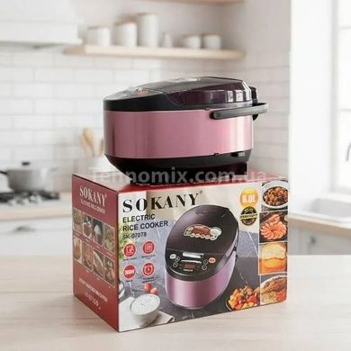 Мультиварка 6л 900Вт Sokany SK-07078 Чорна з малиновим
