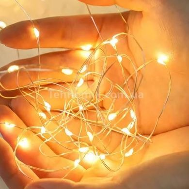 Гирлянда роса линейная внутренняя светодиодная 100м 1000LED с пультом USB Теплый свет, серая проволока