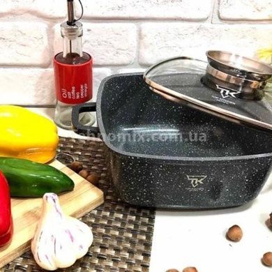 Кастрюля со стеклянной крышкой и гранитным антипригарным покрытием 4,5л 24см Top Kitchen ТК-00055 Черная