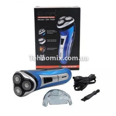 Аккумуляторная электробритва Gemei GM-7090 Голубая
