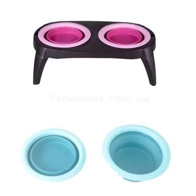 Миска подвійна на складній підставці для собак та кішок Pet Bowl Set Рожева