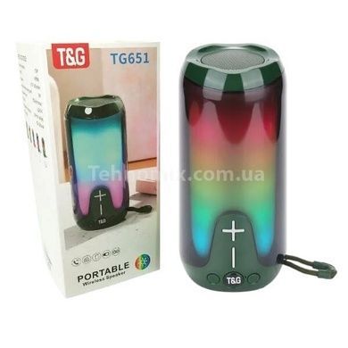 Колонка Bluetooth з RGB підсвічуванням та радіо акумуляторна TG651 Зелена