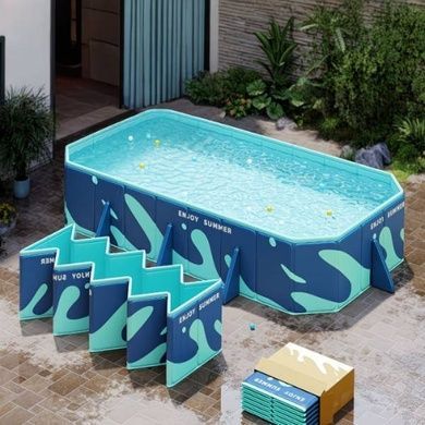 Бассейн корпусный складной Pool 318х183х50см KAR107 Голубой с синим