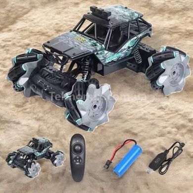 Джип перевертень радіокерований 4WD з Toy car 3855 Чорний із зеленим