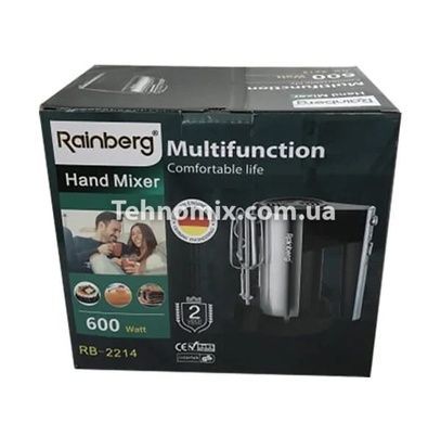 Миксер ручной Rainberg RB-2214 с подставкой 5 режимов 600 Вт