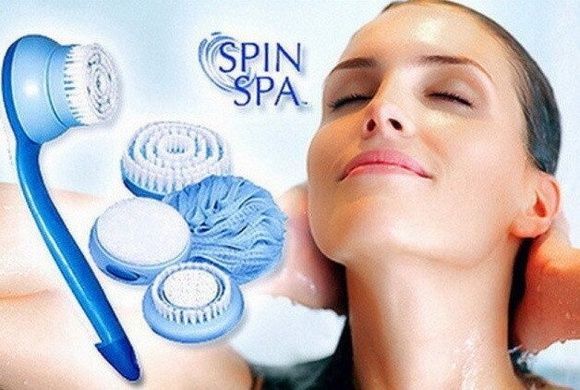 Массажная щетка для тела Spin Spa + 5 насадок
