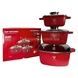 Набор квадратных кастрюль с крышками 6 предметов Top Kitchen TК00025 Красный