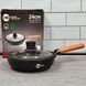 Сковорода 24см Higher Kitchen НК-318 Черная с деревянной ручкой