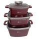Набір квадратних казанів 3шт з кришками Higher Kitchen HK-322 Червоний