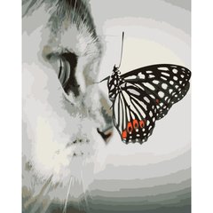 Картина по номерам Strateg ПРЕМИУМ Бабочка на носике 2 размером 40х50 см (DY033)
