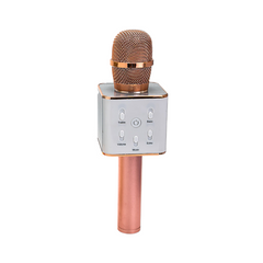 Портативный беспроводной микрофон караоке Q7 розово-золотой + чехол