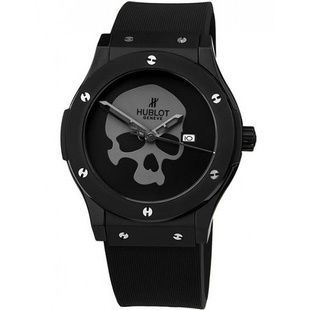Мужские часы HUBLOT с черепом Черные