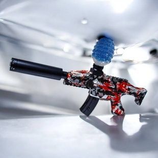 Автомат игровой аккумуляторный с глушителем стреляет орбизами SY-0019 Черный с красным