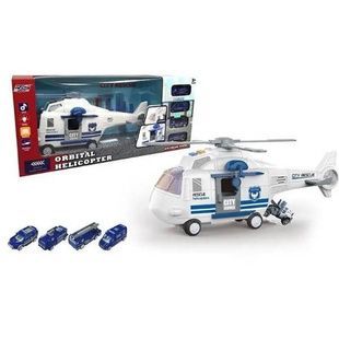 Набор парковки. Вертолет 4 пожарные машинки, звук и подсветка SJ667 C-1 Orbital Helicopter Синий