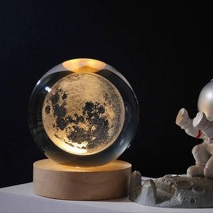 Куля акрилова Місяць 3D 6см з підсвічуванням на підставці