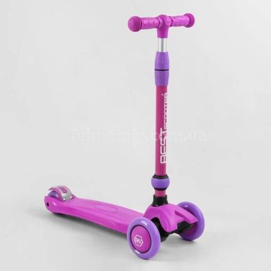 Самокат-велобіг триколісний зі світлом + батьківська ручка 3в1 BS-26566 Best Scooter Рожевий