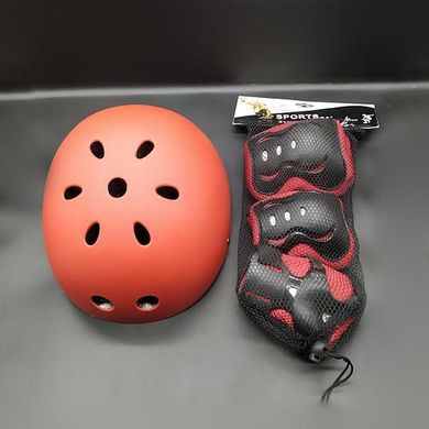 Набор защиты шлем и наколенники комплект черный, синий, красный (в ассортименте)