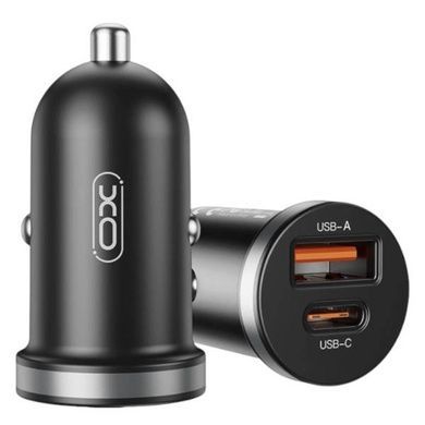 Автомобільний зарядний пристрій для гаджетів та смартфонів XO CC56 mini car charger A+C single port 30W/simultaneous 5V3A with