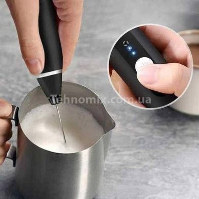 Капучинатор міксер ручний піноутворювач з віночком USB 2в1 Чорний