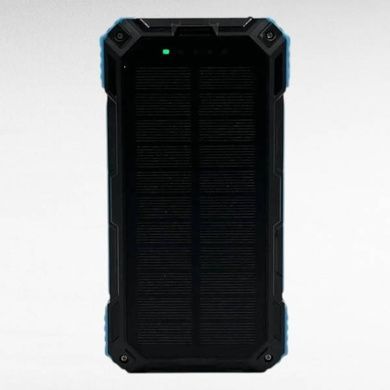 Power Bank із сонячною панеллю та кабелями для зарядки Type-C, Lightning, Micro USB 50000 mAh Чорний з блакитним