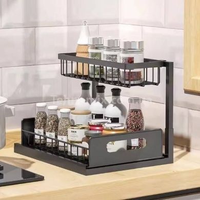 Стелаж-сушарка двоярусна для посуду або миючих засобів Storage rack AND-103 Чорна