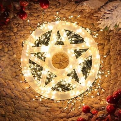 Гірлянда вулична лінійна мішура пухнаста 100м 3000LED IP44 220V Зелений дріт,тепле світло