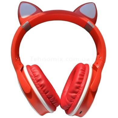 Беспроводные Bluetooth наушники с кошачьими ушками LED SP-25 Красные