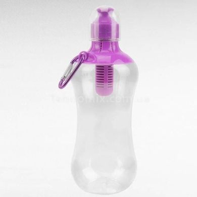 Бутылка для питьевой воды с фильтром 550мл BOTTLE Прозрачная с фиолетовой крышкой