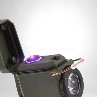 Запальничка з ліхтариком акумуляторна з індикатором заряду MULTIFUNCTIONAL D51-SMD Зелена