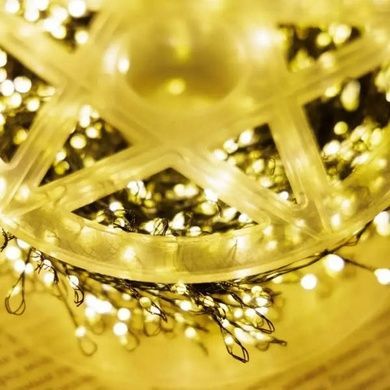 Гірлянда вулична лінійна мішура пухнаста 100м 3000LED IP44 220V Зелений дріт,тепле світло