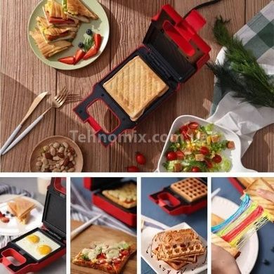 Электрическая сэндвич-машина breakfast machine Красная