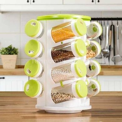 Карусель для специй 16 емкостей Spice Rack Зеленая