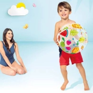 Надувний м'яч для водних ігор 51см Intex 59040 NP Білий з фруктами