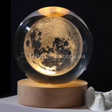 Куля акрилова Місяць 3D 6см з підсвічуванням на підставці