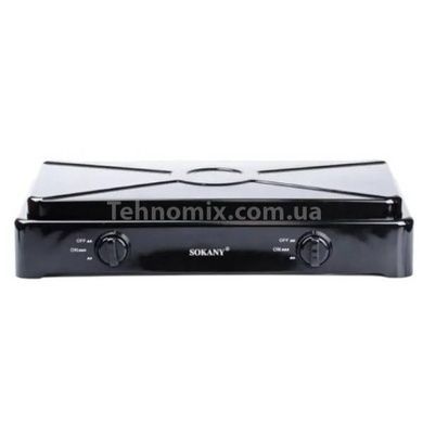 Плита настольная газовая на 2 конфорки с крышкой Sokany SK-07004 Черная