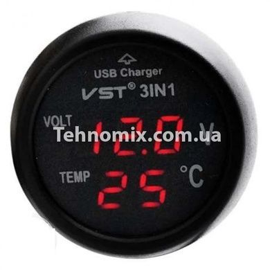 Вольтметр с часами VST 706-1 Черный