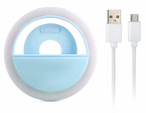 Светодиодное селфи-кольцо с USB-зарядкой Selfie Ring Light Голубой