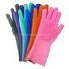 Силиконовые перчатки для мытья и чистки Magic Silicone Gloves с ворсом Синие
