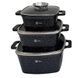 Набор казанов квадратных 3шт с крышками Higher Kitchen HK-322 Черный